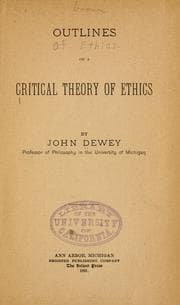 Tapa de Outlines of a critical theory of ethics