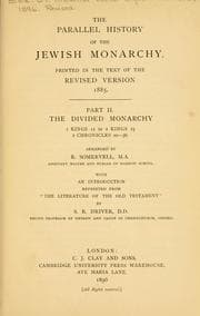 Tapa de The parallel history of the Jewish monarchy, printed in the text of the Revised version 1885