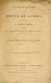 Tapa de Vindications of the House of Lords, in a series of letters, addressed "To the editor of the Times."