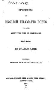 Tapa de Specimens of English dramatic poets who lived about the time of Shakspeare