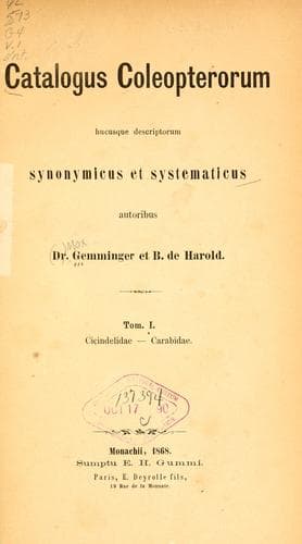 Tapa de Catalogus coleopterorum hucusque descriptorum synonymicus et systematicus