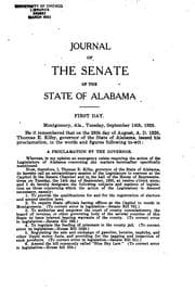 Tapa de Journal of the Senate of the State of Alabama