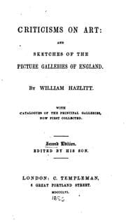 Tapa de Criticisms on Art: And Sketches of the Picture Galleries of England