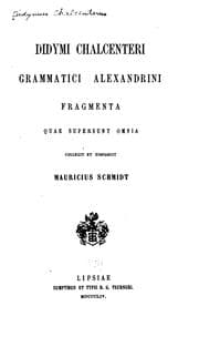 Tapa de Didymi Chalcenteri grammatici alexandrini fragmenta quae supersunt omnia