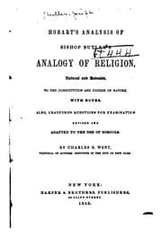 Tapa de Hobart's Analysis of Bishop Butler's Analogy of Religion, Natural and ...