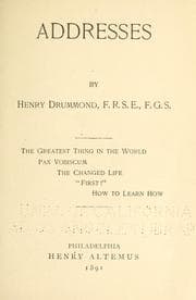 Tapa de Addresses by Henry Drummond ..