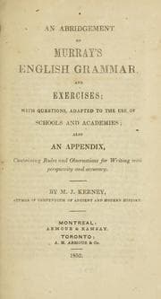 Tapa de An abridgement of Murray's English grammar, and exercises