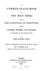 Tapa de A common-place-book to the holy Bible, reduced to heads by J. Locke, revised by W. Dodd