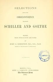 Tapa de Selections from the correspondence between Schiller and Goethe