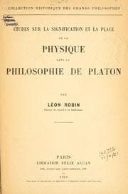Tapa de Études sur la signification et la place de la physique dans la philosophie de Platon