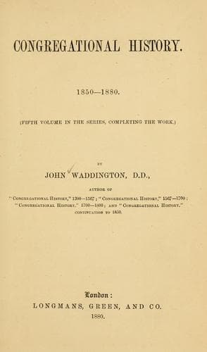 Tapa de Congregational history, 1850-1880