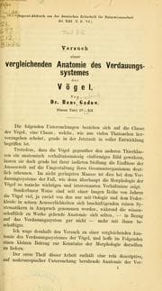 Tapa de Versuch einer vergleichenden Anatomie des Verdauungssystemes der Vögel