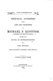 Tapa de Memorial Addresses on the Life and Character of Michael P. O'Connor (a ..