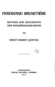 Tapa de Ferdinand Brunetière: Beitrag zur Geschichte der französischen Kritik