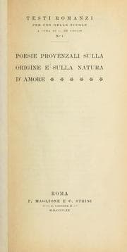 Tapa de Poesie Provenzali sulla origine e sulla natura d'amore