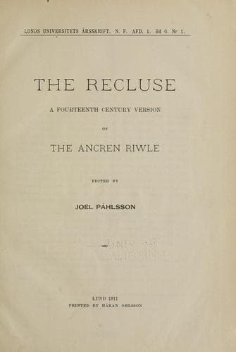 Tapa de The recluse