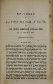 Tapa de Speeches of His Grace the Duke of Argyll on the Church Patronage (Scotland) Bill, 2d and 10th June 1874