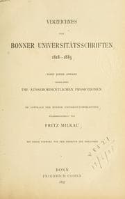 Tapa de Verzeichnis der Bonner Universitätsschriften, 1818-1885