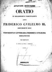 Tapa de Oratio in sollemnibvs parentalibvs qvibvs Friderico Gvilelmo III..