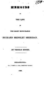 Tapa de Memoirs of the life of the Right Honorable Richard Brinsley Sheridan