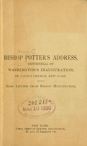 Tapa de Bishop Potter's address