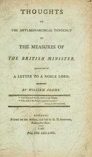 Tapa de Thoughts on the anti-monarchical tendency of the measures of the British minister