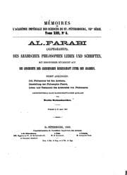 Tapa de Al-farabi(alpharabius) des arabischen Philosophen Leben und Schriften mit besonderer Rücksicht ..