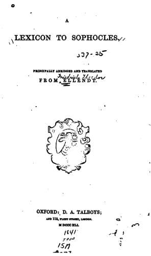 Tapa de A lexicon to Sophocles