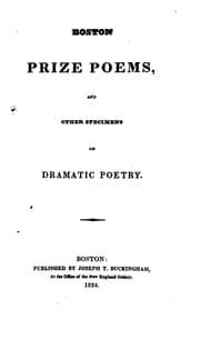 Tapa de Boston Prize Poems, and Other Specimens of Dramatic Poetry