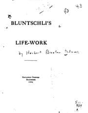 Tapa de Bluntschli's Life-work