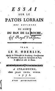 Tapa de Essai sur le patois lorrain des environs du comté du Ban de la Roche, fief Royal d'Alsace