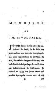 Tapa de Mémoires de M. de Voltaire