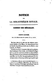 Tapa de Notice sur la Bibliothèque royale et particulièrement sur le cabinet des médailles, antiques et ..
