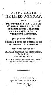 Tapa de Disputatio de libro Josuae: sive de diversis ex quibus constat Josuae liber monumentis, deque ...
