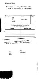 Tapa de Acts of the state of tennessee passed by the general assembly
