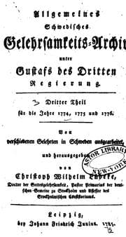 Tapa de Allgemeines schwedische Gelehrsamkeits-archiv unter Gustafs des dritten Regierung...