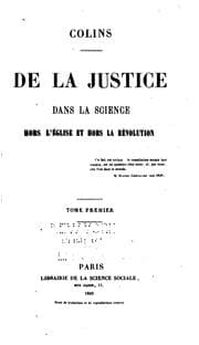 Tapa de De la justice dans la science hors l'église et hors la révolution ...