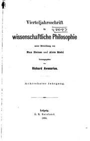 Tapa de Vierteljahrsschrift für wissenschaftliche Philosophie