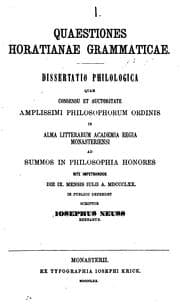 Tapa de Dissertationes in Horatium