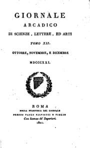 Tapa de Giornale arcadio di scienze, lettere, ed arti