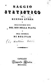 Tapa de Saggio statistico di Buenos Ayres e delle provincie unite del Rio della Plata e della Repubblica ...