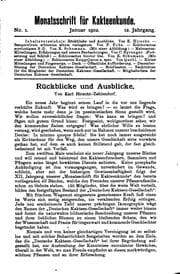 Tapa de Monatsschrift für Kakteenkunde