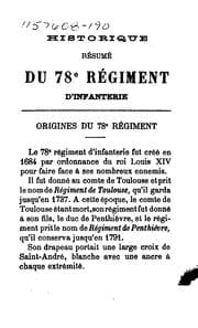 Tapa de Historique résumé du 78e (soixante-dix-huiteme) régiment d'infanterie
