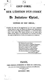 Tapa de Coup-d'oeil sur l'édition d'un codex De Imitatione Christi: supposé du XIIIe siècle