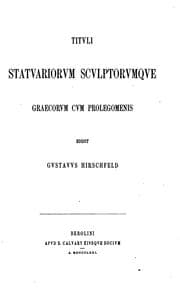 Tapa de Tituli statuariorum sculptorumque graecorum cum prolegomenis