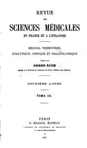 Tapa de Revue des sciences médicales en France et a ̀l'étranger