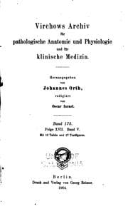 Tapa de Virchows archiv fuer pathologische anatomie und physiologie und