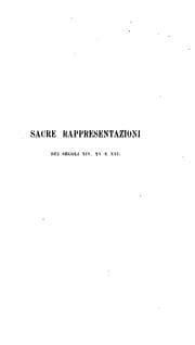 Tapa de Sacre rappresentazioni dei secoli xiv, xv e xvi, raccolte e illustr. per cura di A. d'Ancona