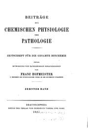 Tapa de Beitraege zur chemischen physiologie und pathologie