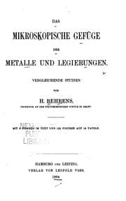 Tapa de Das mikroskopische Gefüge der Metalle und Legierungen: Vergleichende Studien